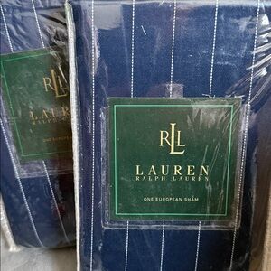 Ralph Lauren Worth Avenue Navy Blue Blazer Stripe Euro Shams New Vintage